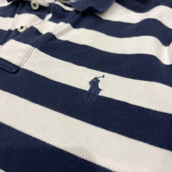 Polo Ralph Lauren The Mesh Mini Dress Women’s Large White Navy Striped Preppy - Picture 4 of 10